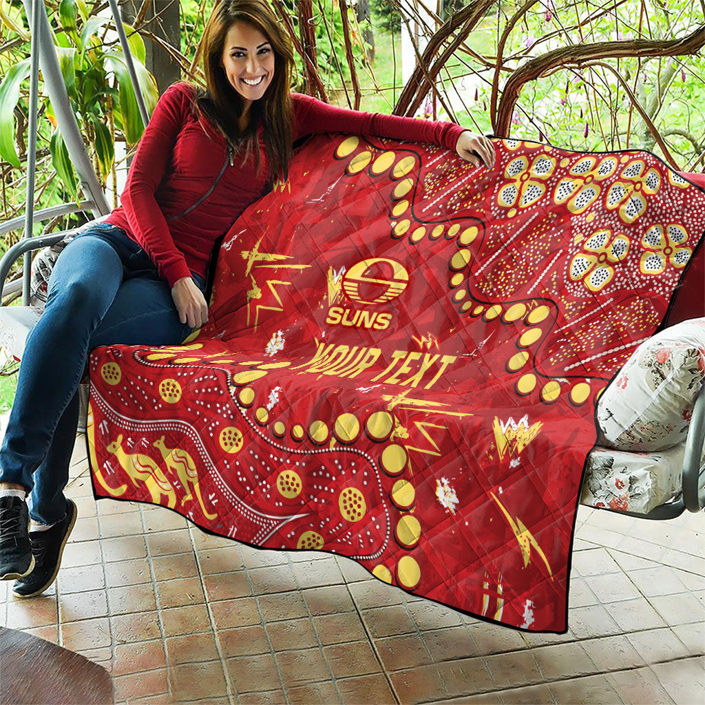Personalized Gold Coast Suns Quilt Aboriginal Pattern with Graffiti Style
