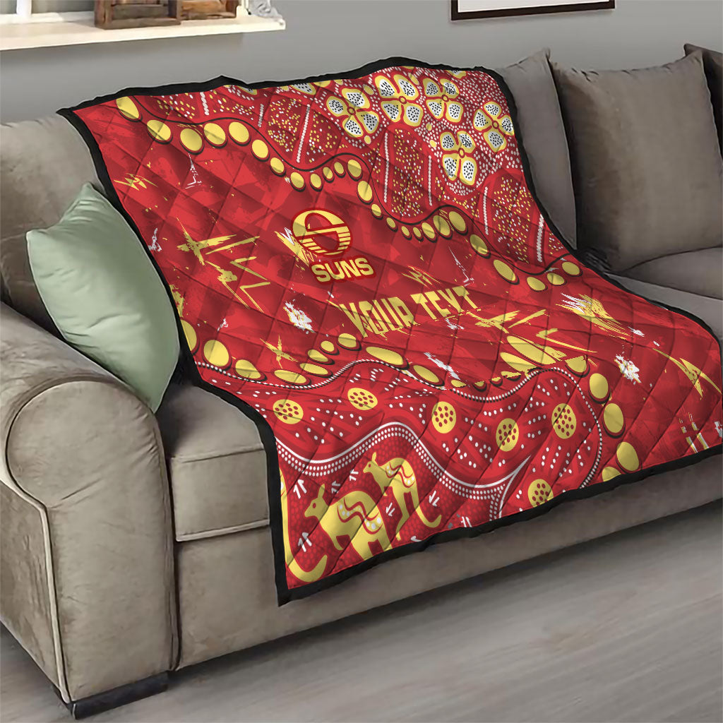 Personalized Gold Coast Suns Quilt Aboriginal Pattern with Graffiti Style