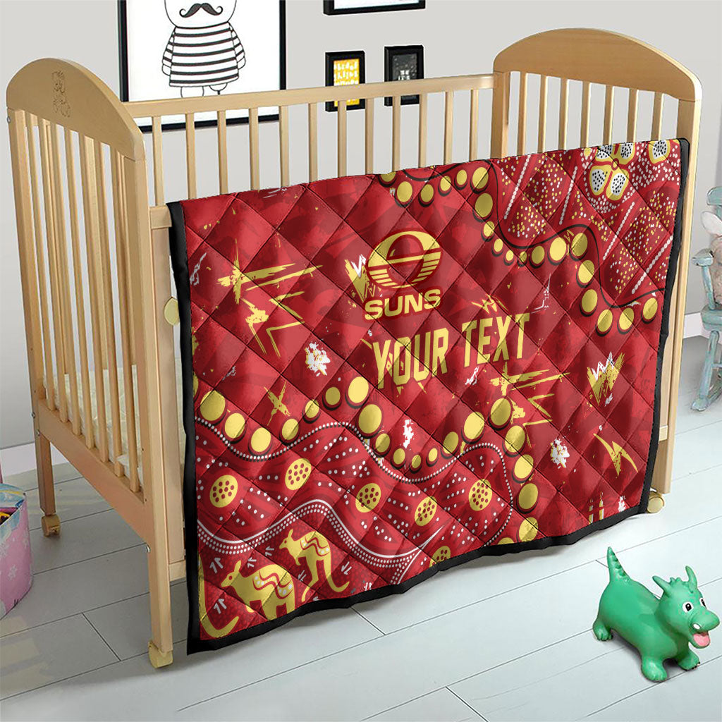 Personalized Gold Coast Suns Quilt Aboriginal Pattern with Graffiti Style