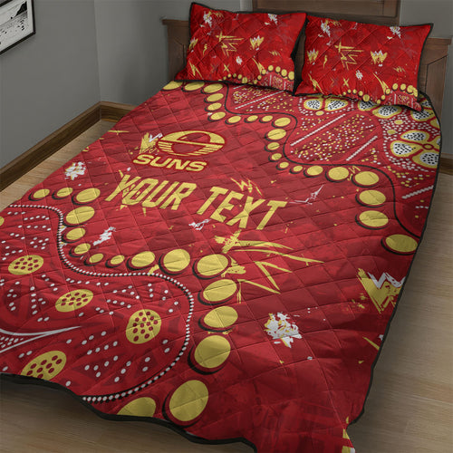 Personalized Gold Coast Suns Quilt Bed Set Aboriginal Pattern with Graffiti Style