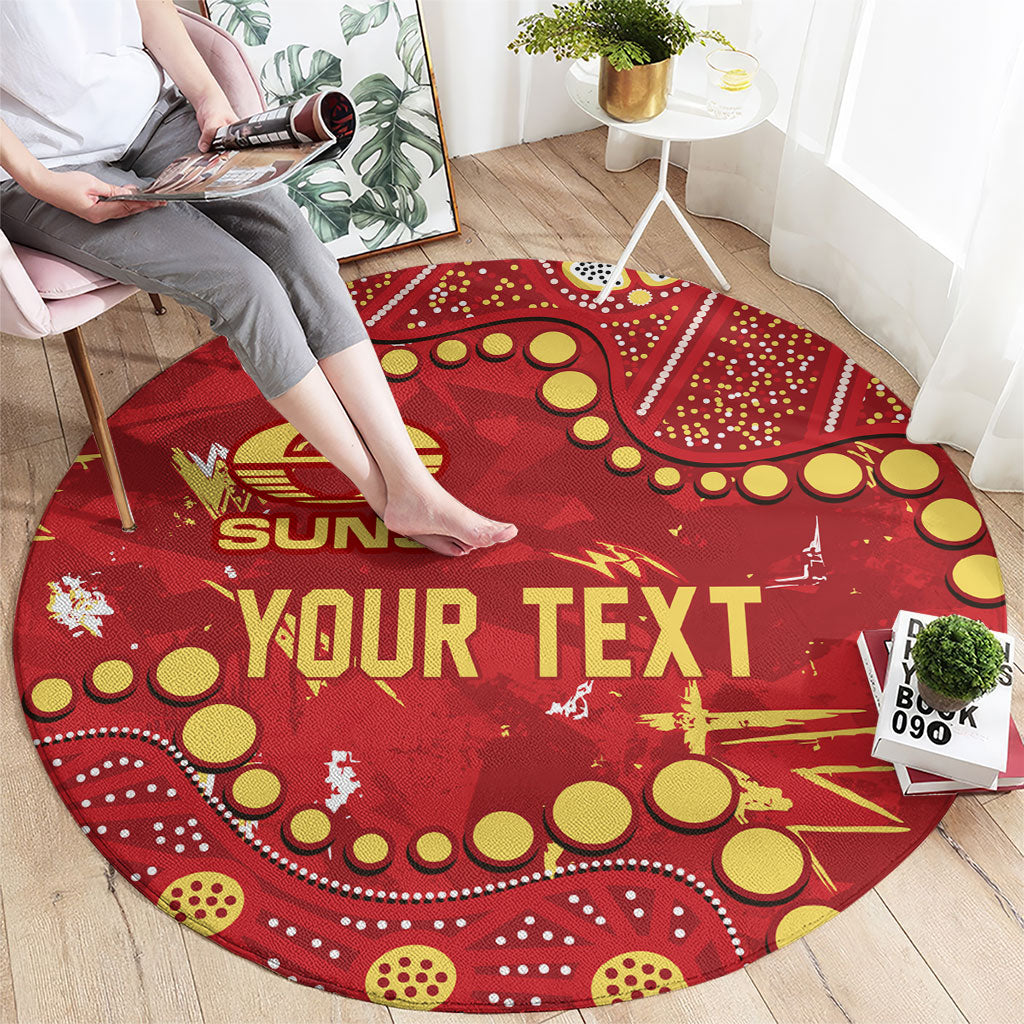 Personalized Gold Coast Suns Round Carpet Aboriginal Pattern with Graffiti Style