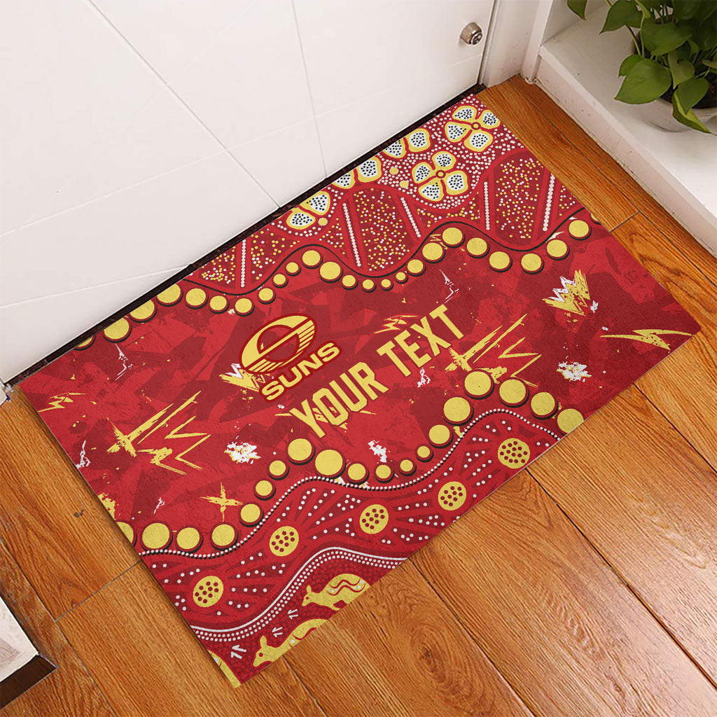 Personalized Gold Coast Suns Rubber Doormat Aboriginal Pattern with Graffiti Style