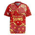 Personalized Gold Coast Suns Rugby Jersey Aboriginal Pattern with Graffiti Style