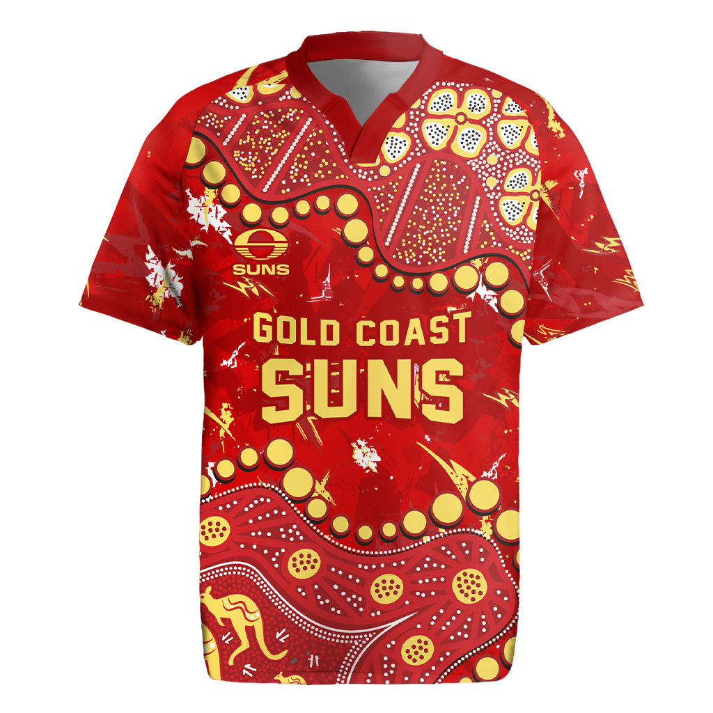 Personalized Gold Coast Suns Rugby Jersey Aboriginal Pattern with Graffiti Style