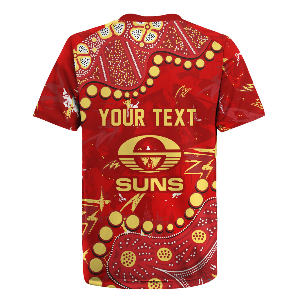 Personalized Gold Coast Suns Rugby Jersey Aboriginal Pattern with Graffiti Style