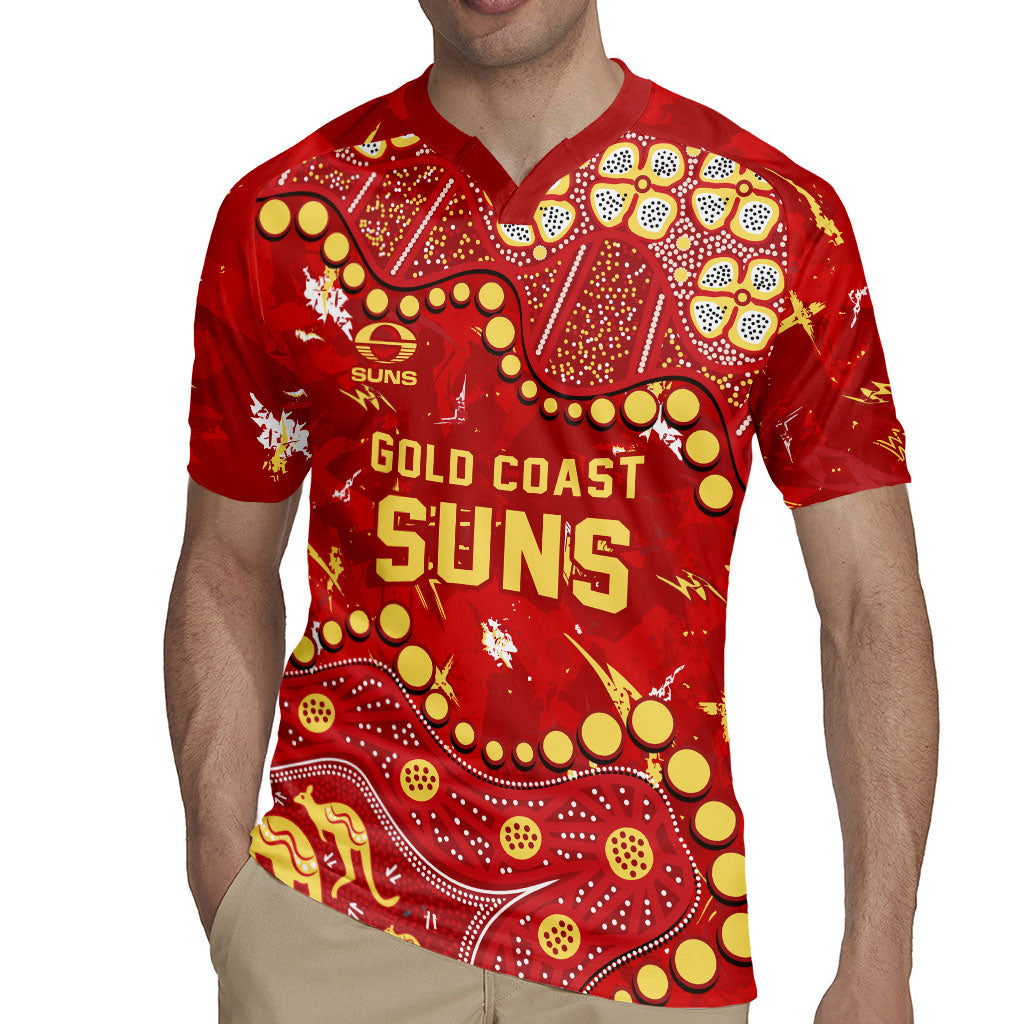 Personalized Gold Coast Suns Rugby Jersey Aboriginal Pattern with Graffiti Style