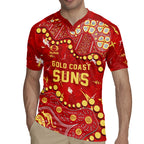 Personalized Gold Coast Suns Rugby Jersey Aboriginal Pattern with Graffiti Style