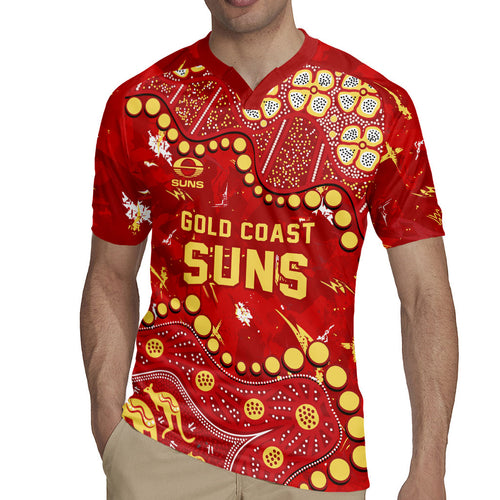 Personalized Gold Coast Suns Rugby Jersey Aboriginal Pattern with Graffiti Style