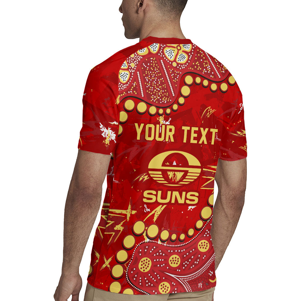 Personalized Gold Coast Suns Rugby Jersey Aboriginal Pattern with Graffiti Style