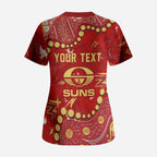 Personalized Gold Coast Suns Scrub Top Aboriginal Pattern with Graffiti Style