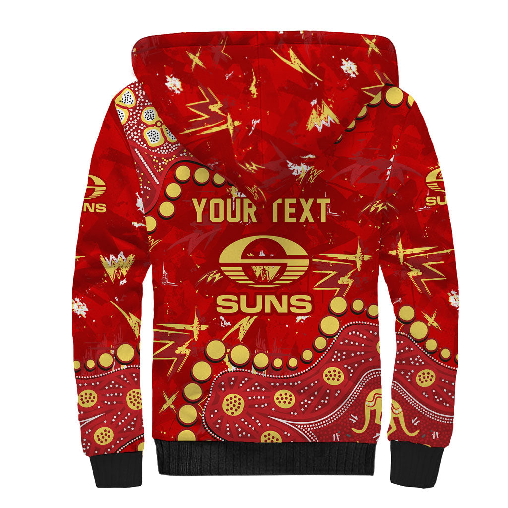 Personalized Gold Coast Suns Sherpa Hoodie Aboriginal Pattern with Graffiti Style