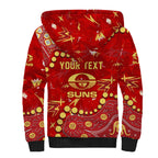 Personalized Gold Coast Suns Sherpa Hoodie Aboriginal Pattern with Graffiti Style