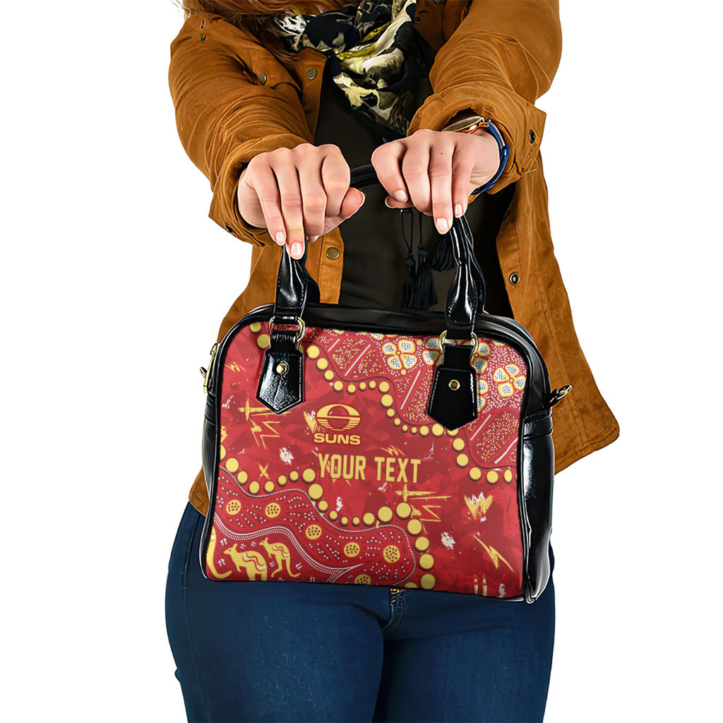 Personalized Gold Coast Suns Shoulder Handbag Aboriginal Pattern with Graffiti Style