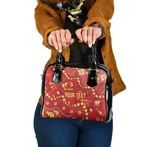 Personalized Gold Coast Suns Shoulder Handbag Aboriginal Pattern with Graffiti Style