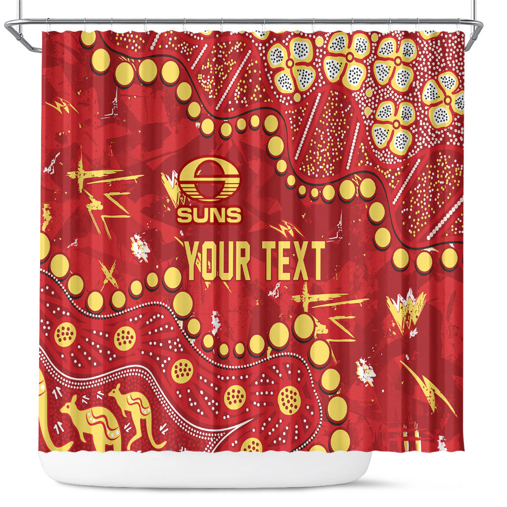 Personalized Gold Coast Suns Shower Curtain Aboriginal Pattern with Graffiti Style