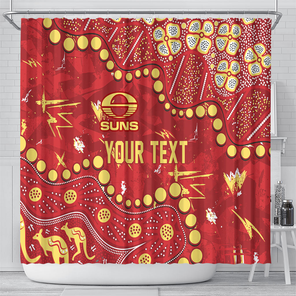 Personalized Gold Coast Suns Shower Curtain Aboriginal Pattern with Graffiti Style