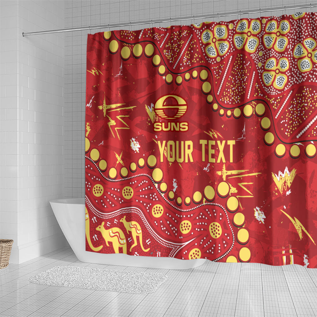 Personalized Gold Coast Suns Shower Curtain Aboriginal Pattern with Graffiti Style