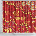 Personalized Gold Coast Suns Shower Curtain Aboriginal Pattern with Graffiti Style