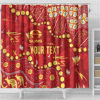 Personalized Gold Coast Suns Shower Curtain Aboriginal Pattern with Graffiti Style