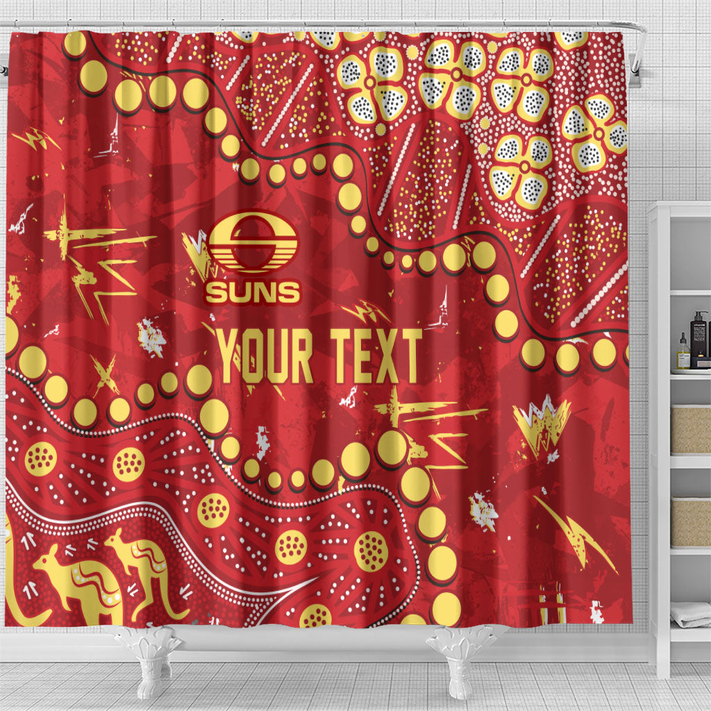 Personalized Gold Coast Suns Shower Curtain Aboriginal Pattern with Graffiti Style