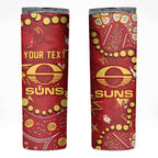 Personalized Gold Coast Suns Skinny Tumbler Aboriginal Pattern with Graffiti Style