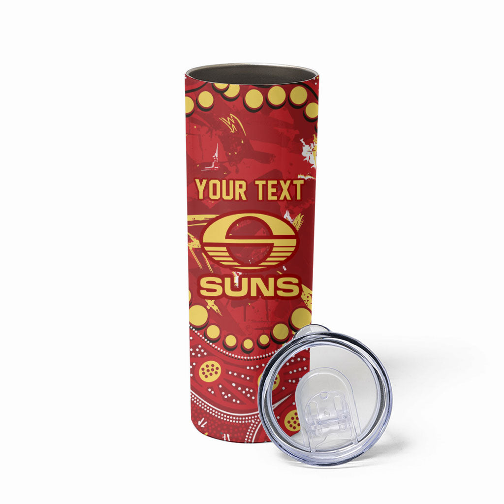 Personalized Gold Coast Suns Skinny Tumbler Aboriginal Pattern with Graffiti Style