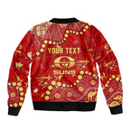 Personalized Gold Coast Suns Sleeve Zip Bomber Jacket Aboriginal Pattern with Graffiti Style
