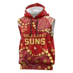 Personalized Gold Coast Suns Sleeveless Hoodie Aboriginal Pattern with Graffiti Style
