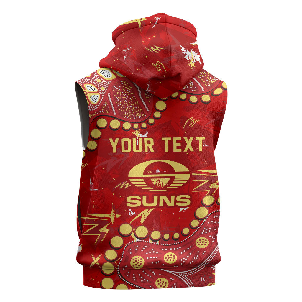 Personalized Gold Coast Suns Sleeveless Hoodie Aboriginal Pattern with Graffiti Style