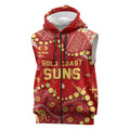 Personalized Gold Coast Suns Sleeveless Zip Hoodie Aboriginal Pattern with Graffiti Style