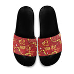 Personalized Gold Coast Suns Slide Sandals Aboriginal Pattern with Graffiti Style