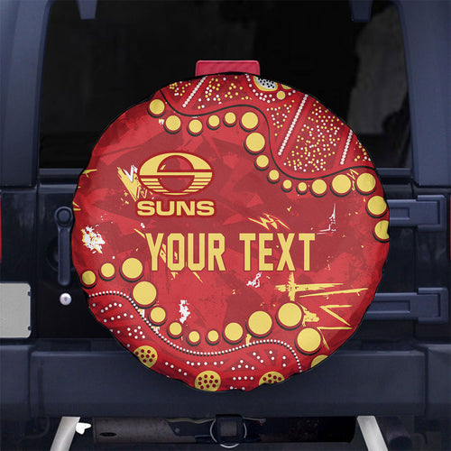 Personalized Gold Coast Suns Spare Tire Cover Aboriginal Pattern with Graffiti Style