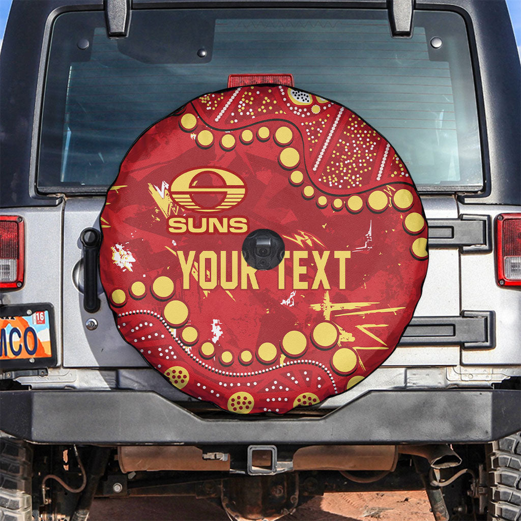 Personalized Gold Coast Suns Spare Tire Cover Aboriginal Pattern with Graffiti Style