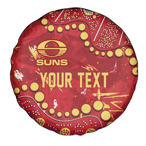 Personalized Gold Coast Suns Spare Tire Cover Aboriginal Pattern with Graffiti Style