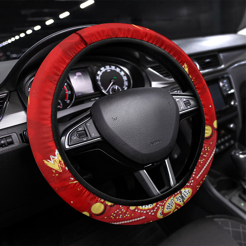 Gold Coast Suns Steering Wheel Cover Aboriginal Pattern with Graffiti Style