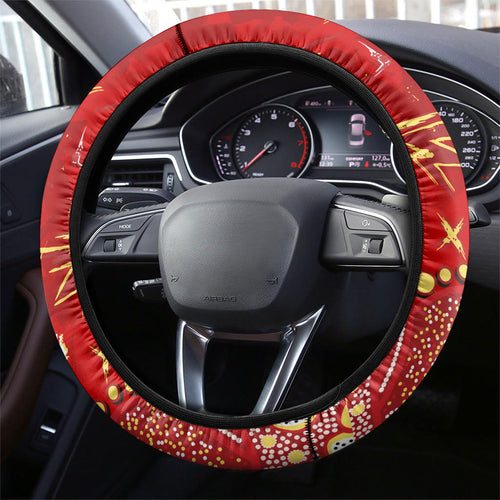 Gold Coast Suns Steering Wheel Cover Aboriginal Pattern with Graffiti Style