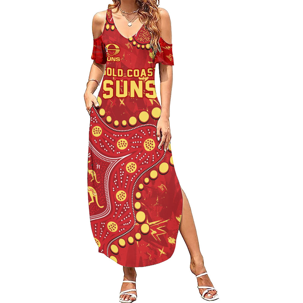 Personalized Gold Coast Suns Summer Maxi Dress Aboriginal Pattern with Graffiti Style