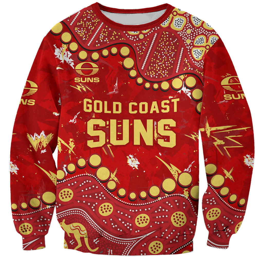 Personalized Gold Coast Suns Sweatshirt Aboriginal Pattern with Graffiti Style