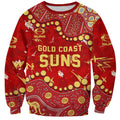 Personalized Gold Coast Suns Sweatshirt Aboriginal Pattern with Graffiti Style