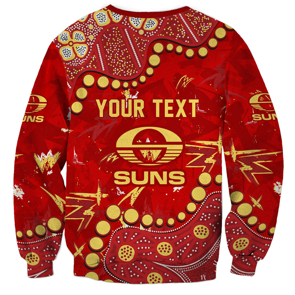 Personalized Gold Coast Suns Sweatshirt Aboriginal Pattern with Graffiti Style