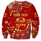 Personalized Gold Coast Suns Sweatshirt Aboriginal Pattern with Graffiti Style