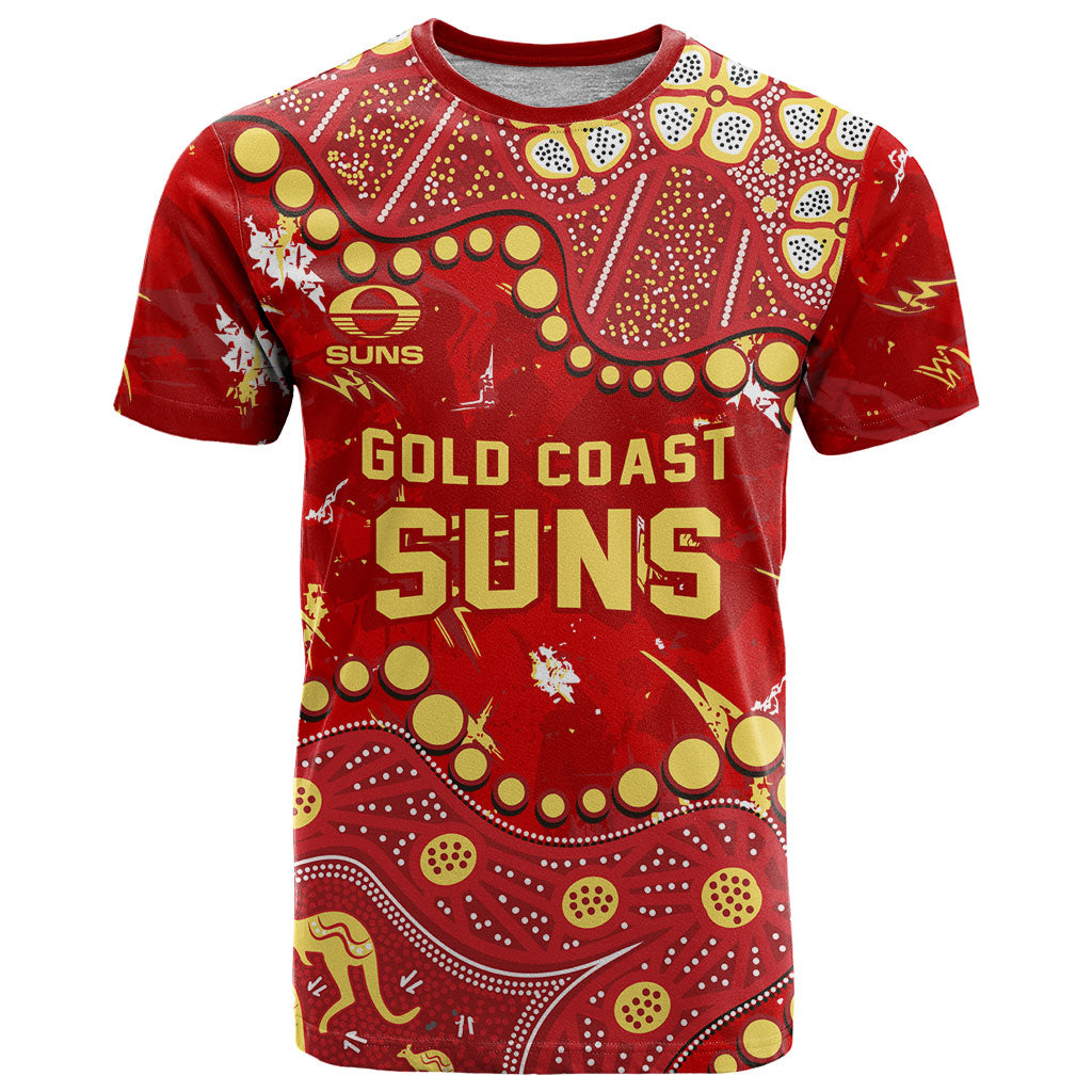 Personalized Gold Coast Suns T Shirt Aboriginal Pattern with Graffiti Style