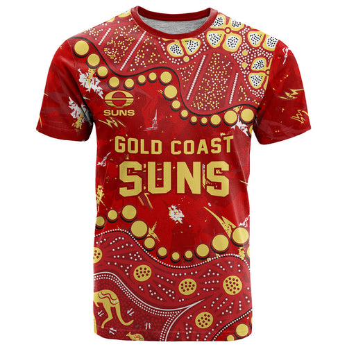 Personalized Gold Coast Suns T Shirt Aboriginal Pattern with Graffiti Style