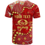 Personalized Gold Coast Suns T Shirt Aboriginal Pattern with Graffiti Style