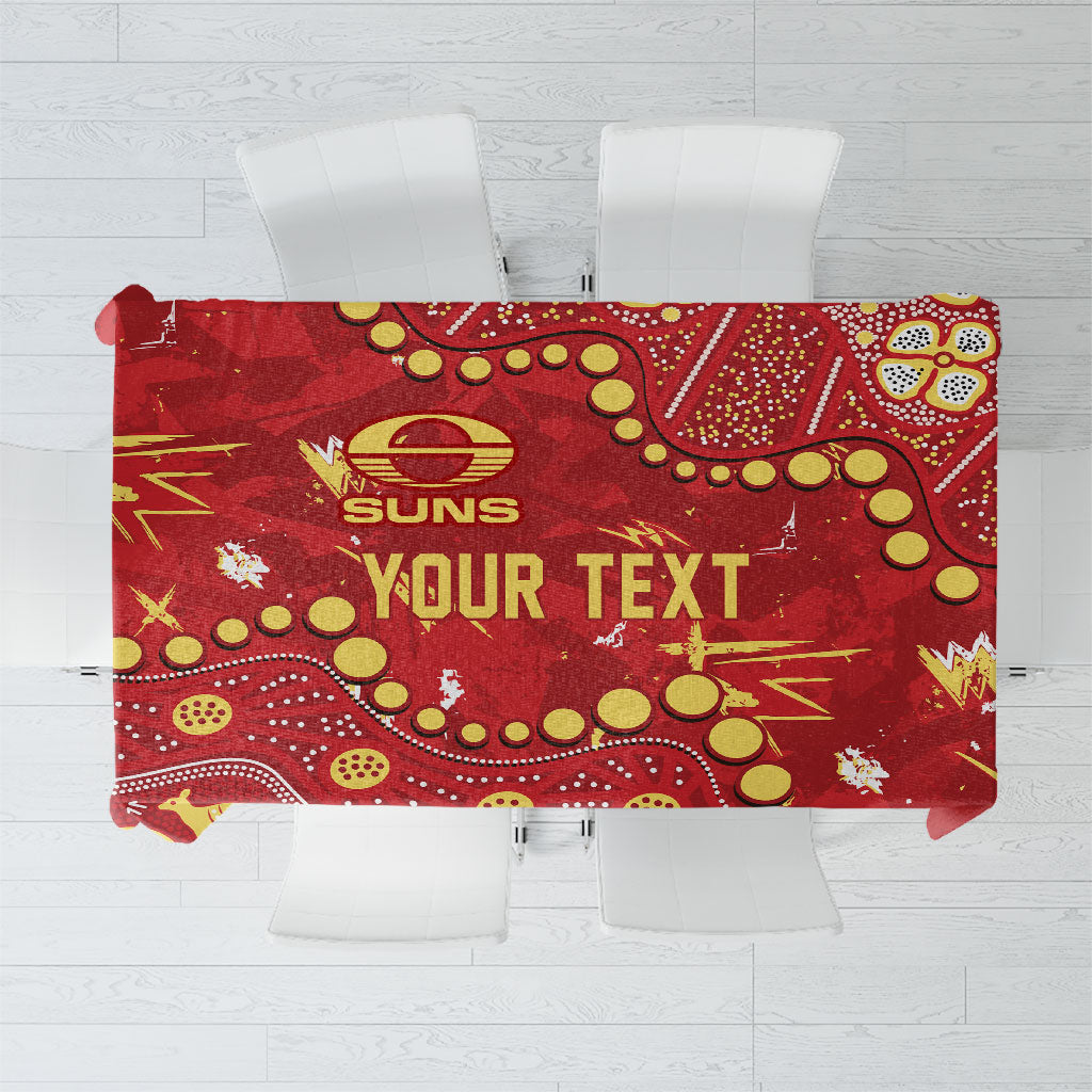 Personalized Gold Coast Suns Tablecloth Aboriginal Pattern with Graffiti Style