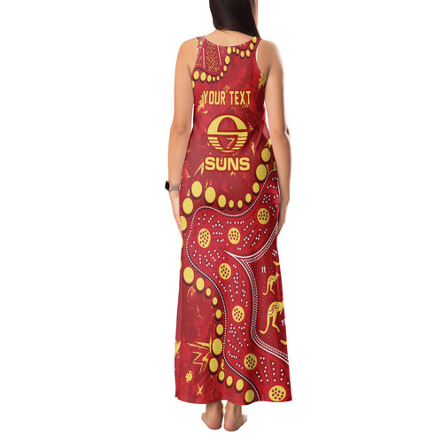 Personalized Gold Coast Suns Tank Maxi Dress Aboriginal Pattern with Graffiti Style