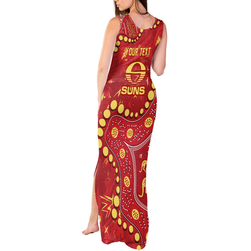Personalized Gold Coast Suns Tank Maxi Dress Aboriginal Pattern with Graffiti Style