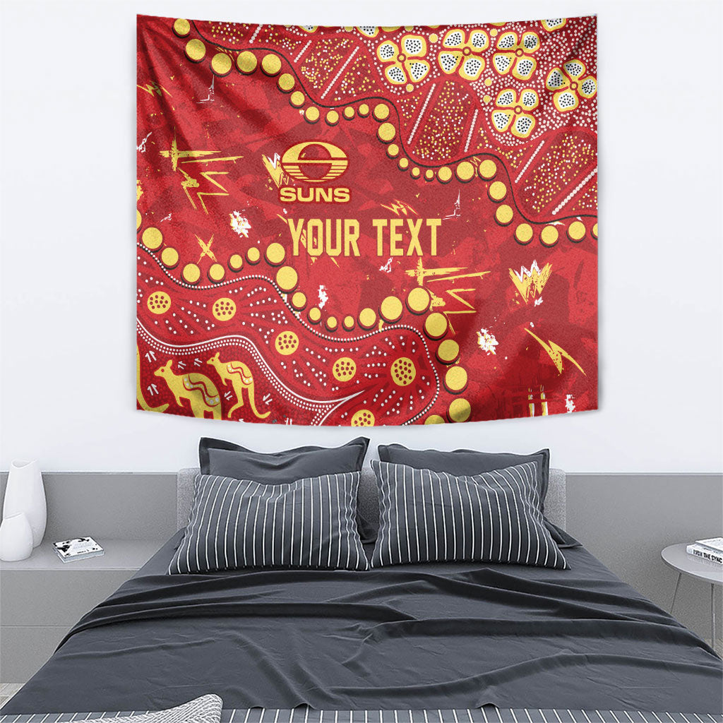 Personalized Gold Coast Suns Tapestry Aboriginal Pattern with Graffiti Style