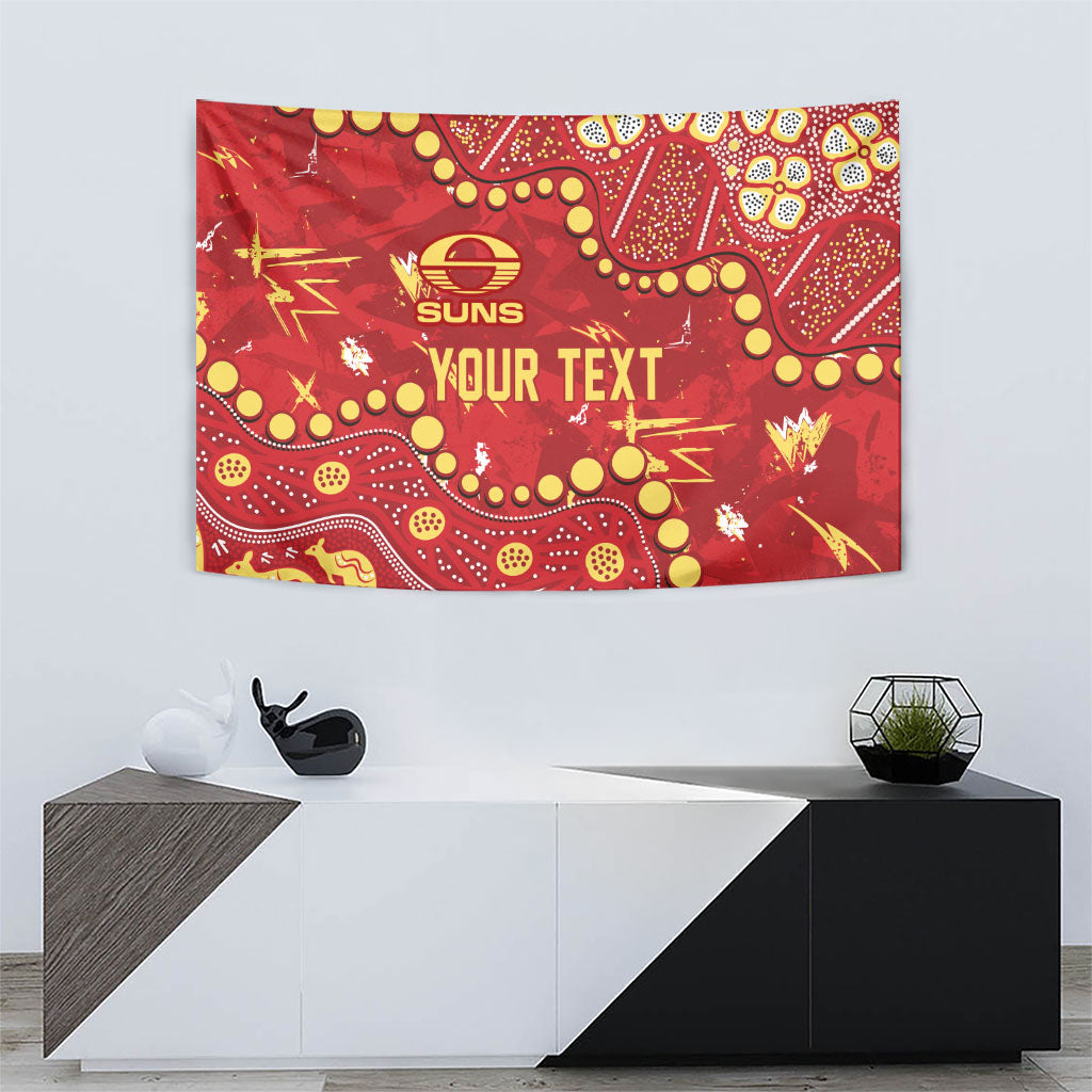 Personalized Gold Coast Suns Tapestry Aboriginal Pattern with Graffiti Style