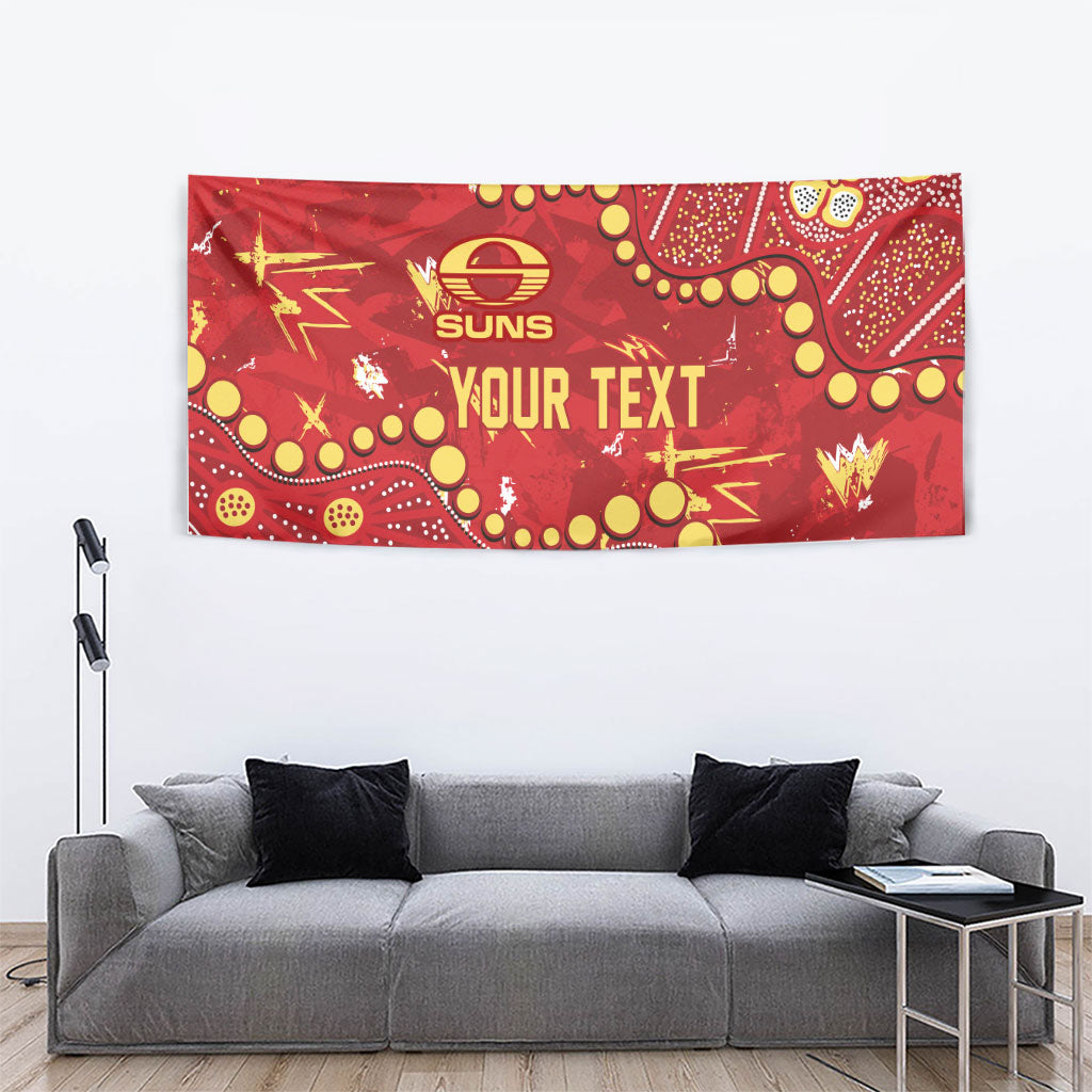 Personalized Gold Coast Suns Tapestry Aboriginal Pattern with Graffiti Style